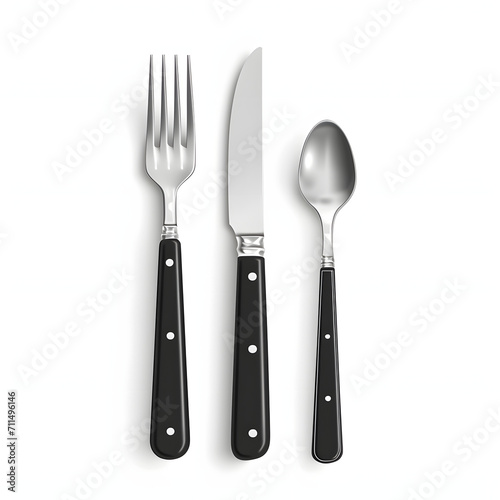 Fork and knife isolated on white background, realistic, png
