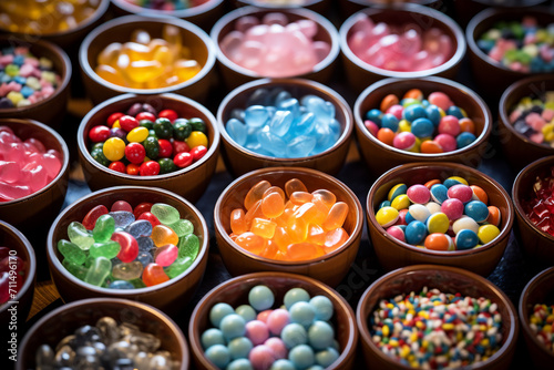 illustration of candies in a bowls. Created with Generative AI