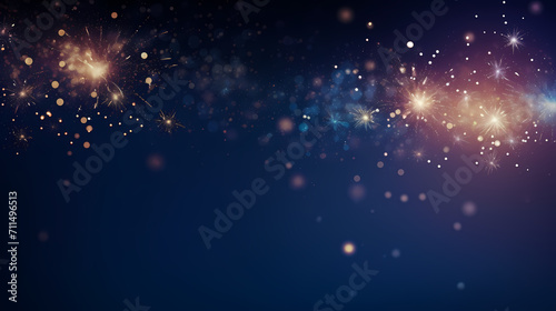 Happy New Year, burning fireworks with bokeh light background photo