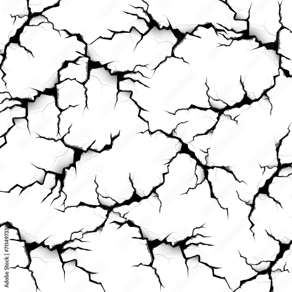 Abstract crack effect background. Crack pattern illustration isolated white background. Marble effect with shadow