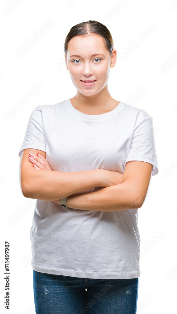 Young beautiful caucasian woman over isolated background happy face smiling with crossed arms looking at the camera. Positive person. Young beautiful caucasian woman over isolated background happy face smiling with crossed arms looking at the camera. Positive person.
