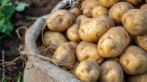 White Potatoes background. Potatoes harvest at a Farmers Market    