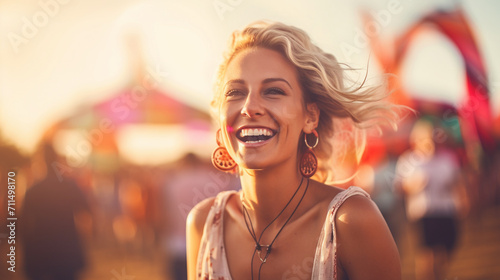Festival Bliss  Free-Spirited Woman in the Moment  Captured with Shallow Depth of Field