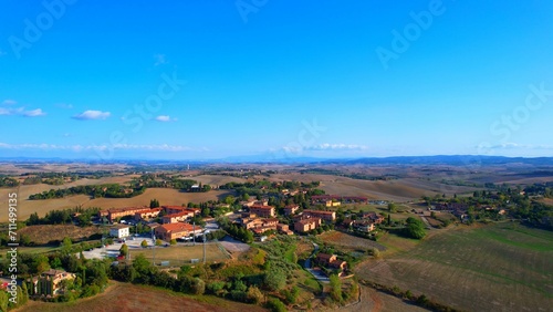 Tuscany - Italy - Aerial view over the Tuscan landscape south of Siena