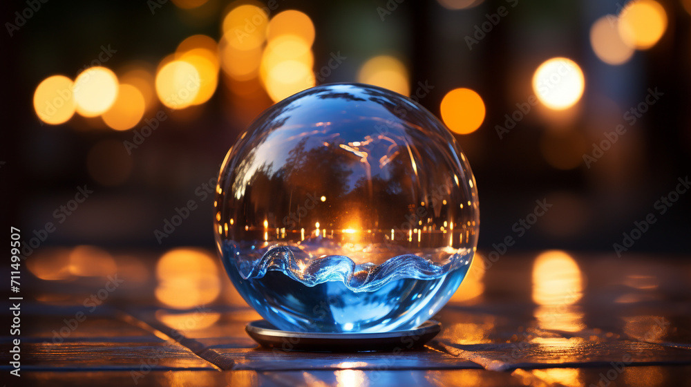 glass ball on the table glass ball on the table