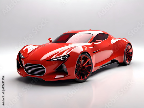 Futuristic red car on a light background.Generative AI. © nutalina