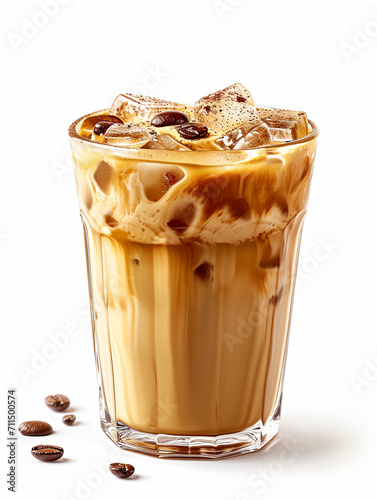 Iced latte coffee on isolated white background 