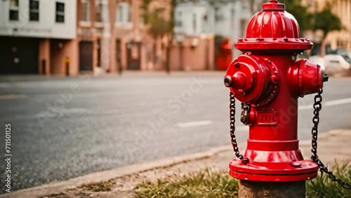 red fire hydrant in the city photo