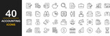 Accounting web icons set. Accounting and Audit - simple thin line icons collection. Containing financial statement, taxes, accountant, financial audit, invoice, income and more. Simple web icons set