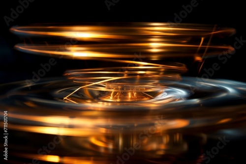 A dynamic shot of an inductor in action, emphasizing the flow of electrical currents through the coils. The play of light and shadow on the metallic surface creates a sense of energy. photo