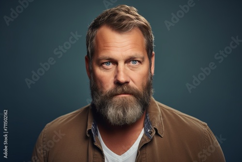 Portrait of a handsome mature man with long beard and mustache. © Loli