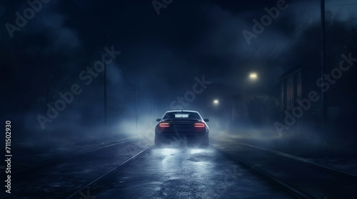 Underworld Getaway  Dramatic Midnight Drive on Wet Alley  Evoking a Sense of Mystery