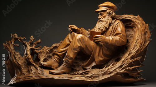 Statue of a man in wood