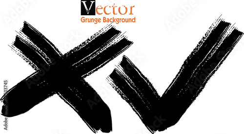 cross brush stroke, question mark, Hand Drawn Grunge Brush vector, Question, approval tick and rejection cross check marks, query, x and ok symbol signs, survey