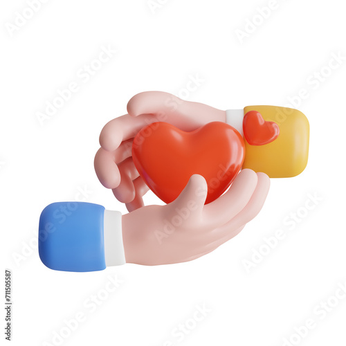 3D Kindness Model The Heart's Language. 3d illustration, 3d element, 3d rendering. 3d visualization isolated on a transparent background