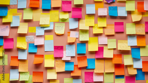 Ideas in Bloom: Vibrant Sticky Notes Adorn a Creative Canvas