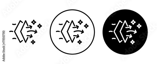 Filtration Air Line Icon Set. Airflow purification and cleaner symbol in black and blue color.
