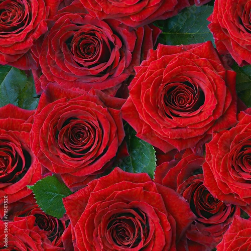 Romantic Red Roses Seamless Pattern