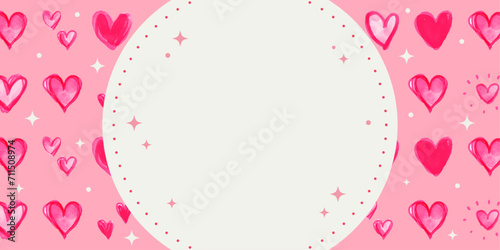 バレンタインのバナー ハート柄 ピンク