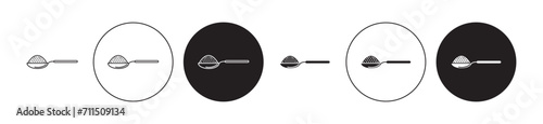 Spoon Vector Illustration Set. Tea spoon with powder sugar sign suitable for apps and websites UI design style. photo