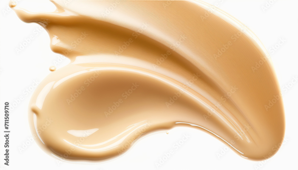 Close up smear of beige skin tone bb cream, foundation make-up tonal base, beauty cosmetic product on white background. Close up smear of beige skin tone bb cream, foundation make-up tonal base, beauty cosmetic product on white background.