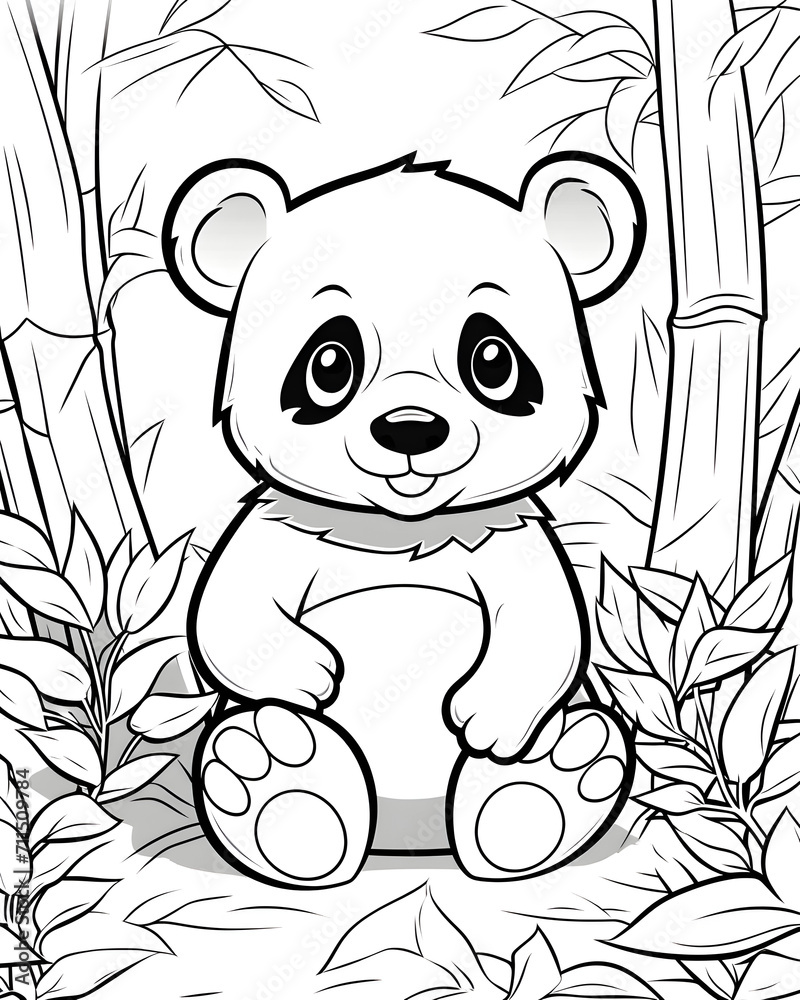 Fototapeta premium Panda Coloring Page, Ai Generative