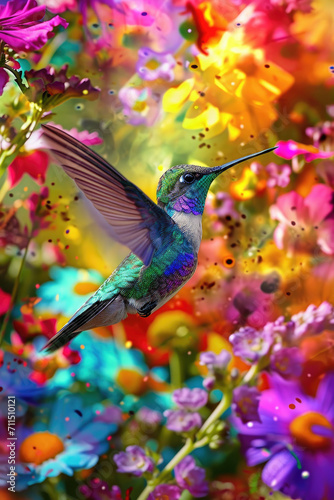 Graceful Hummingbird in Flight, spring art © Dolgren