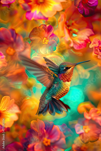 Graceful Hummingbird in Mid-Flight  spring art