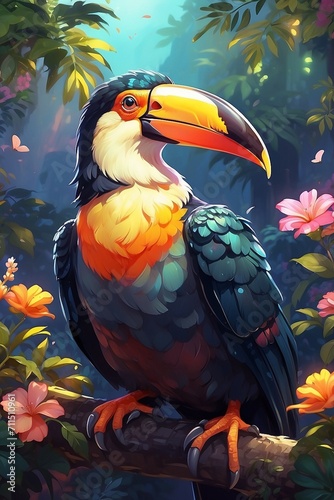 yellow billed toucan, aesthetic, colorful and vibrant