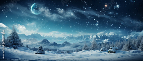 Enchanted Winter Night Sky with Snowflakes