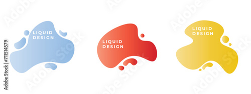 Abstract shapes element design fluid or liquid graphic vector background for flyer or presentation template, gradient geometric shapes for trendy text, wavy splash and curvy backdrop clipart