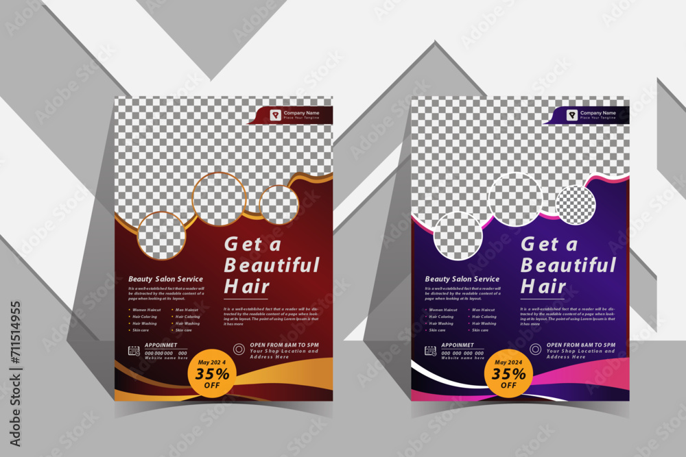 Gradient beauty salon concept flyer template Gradient beauty salon concept flyer template