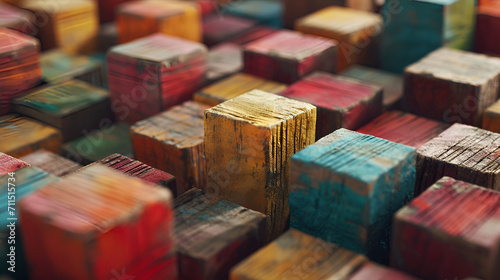 Colorful wooden blocks. AI generative.