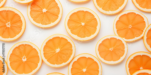 Many Orange Slices on a White Background