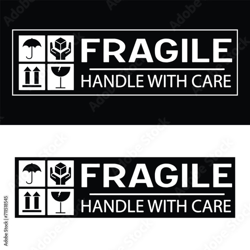 Fragile, Please handle with care, sticker label vector