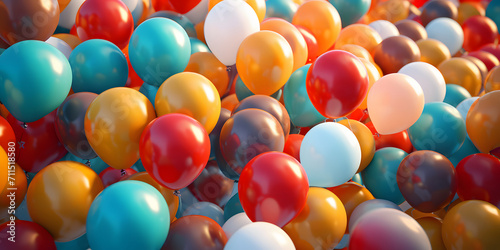 Photorealistic Rendering of Random Colorful Balloons