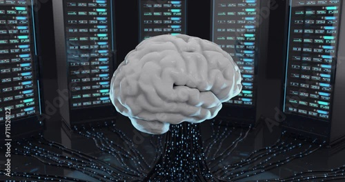 AI Training - Artificial brain training by processing information from data centers. (3D Animation)