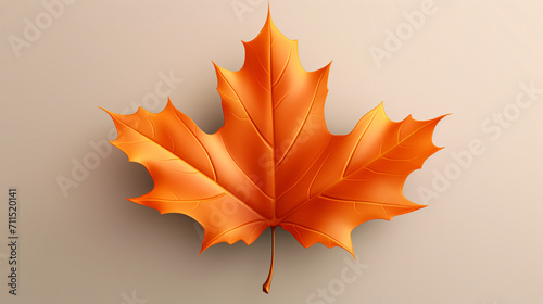 3d vector illustration of orange autumn maple leaf photo