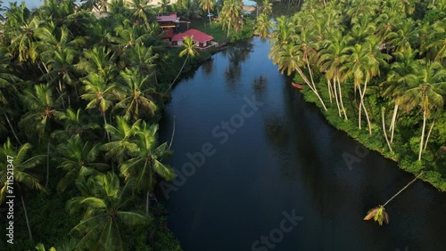 Aerial view on the backwaters of Kannur, India