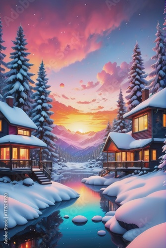 Captivating Photograph of a Snowy Sunset Scene
