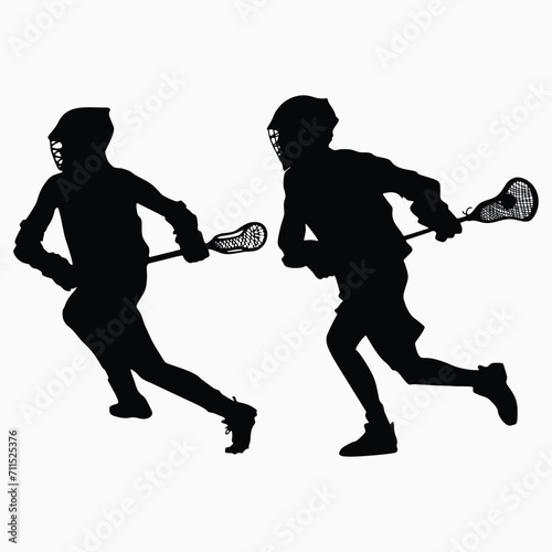 silhouettes of lacrosse players vector illustration