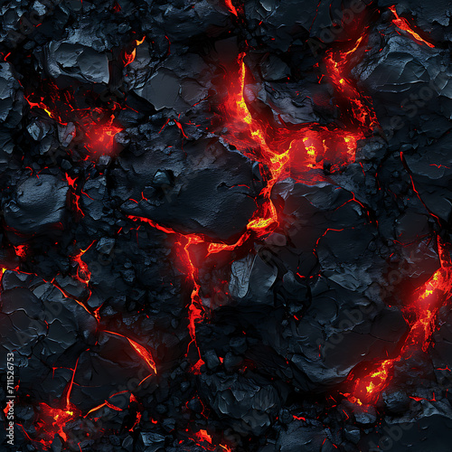 red and black background - burning lava flowing - Seamless tile. Endless and repeat print.