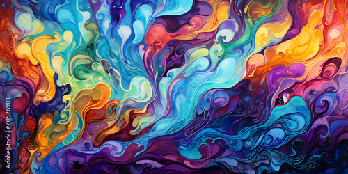 The psychedelic effect large abstract painting, in the style of fluid formation