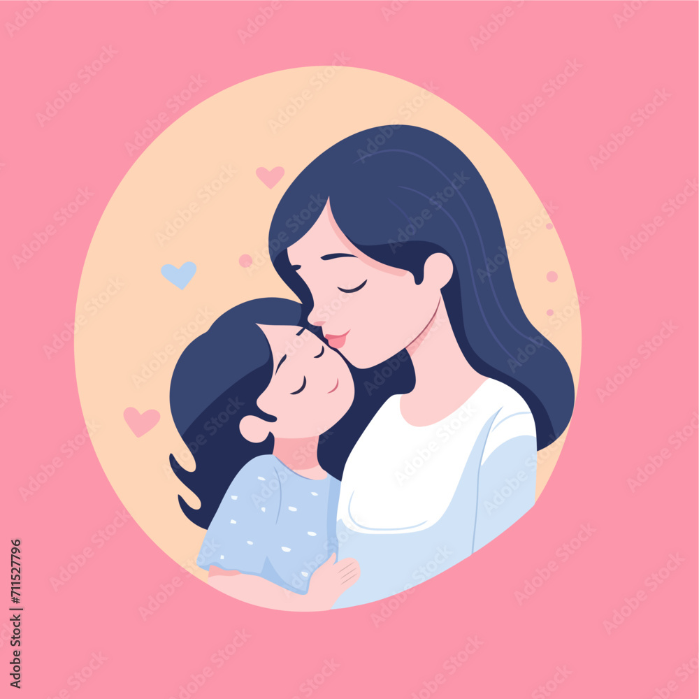 mother and daughter vector flat illustration