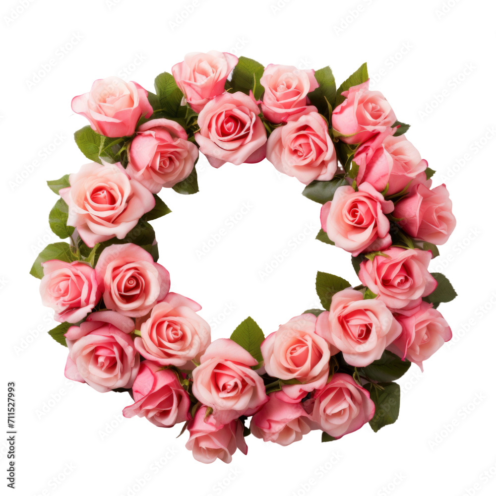 Rose wreath in transparent background