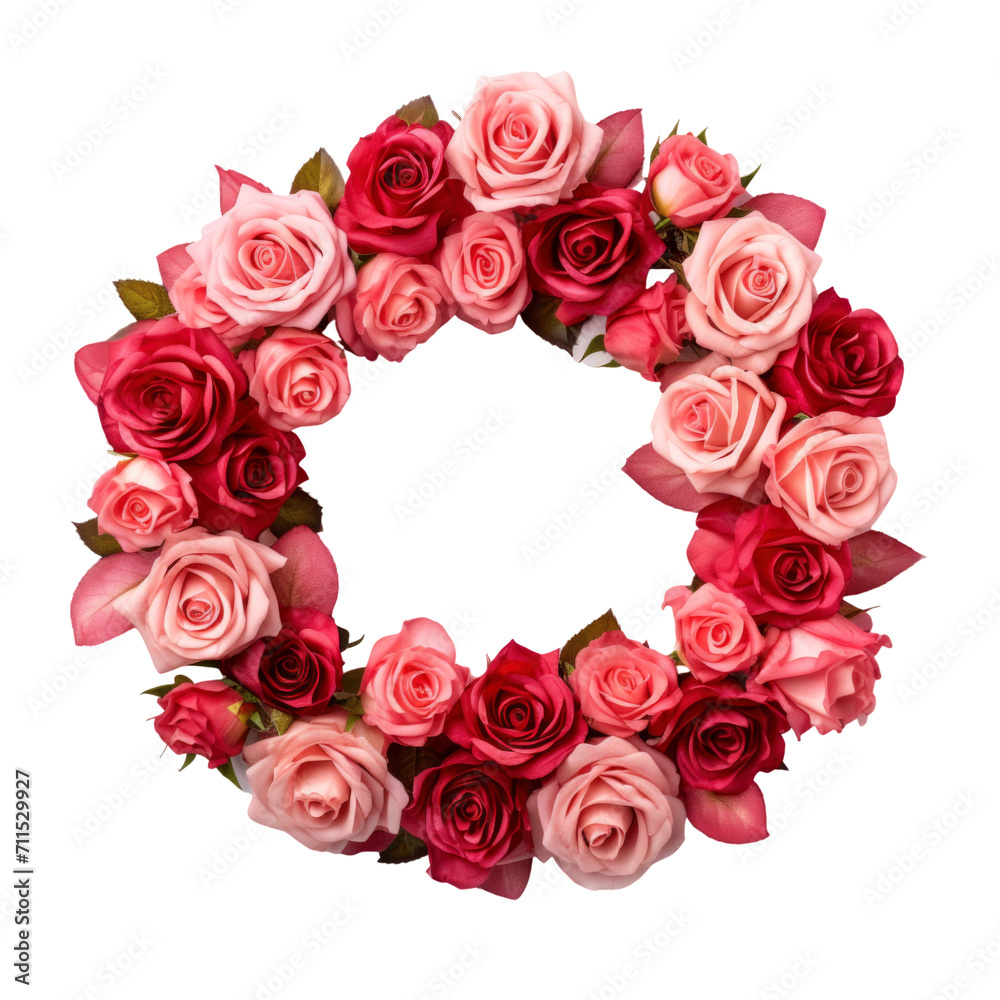 Rose wreath in transparent background