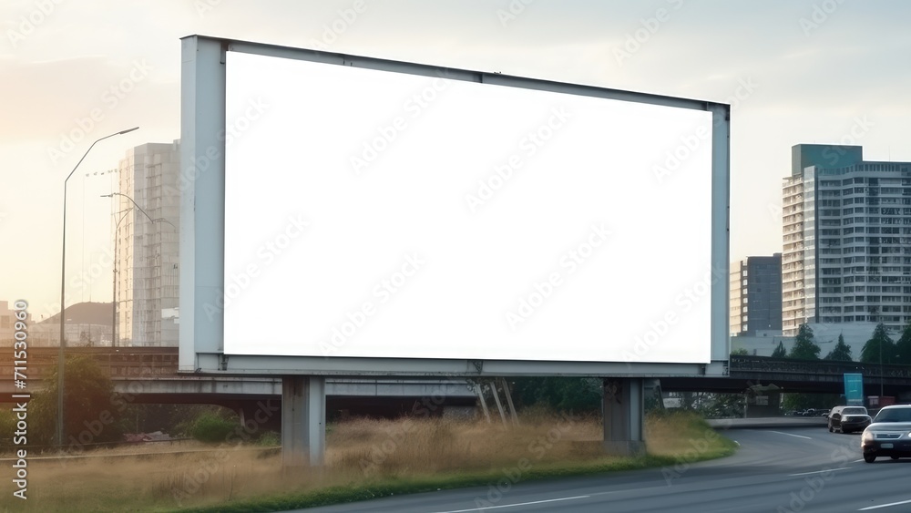large billboards beside highways with plain white screens for advertising or information mockups large billboards beside highways with plain white screens for advertising or information mockups