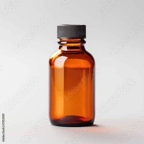 Plain Amber Glass supplement bottle for mockup
