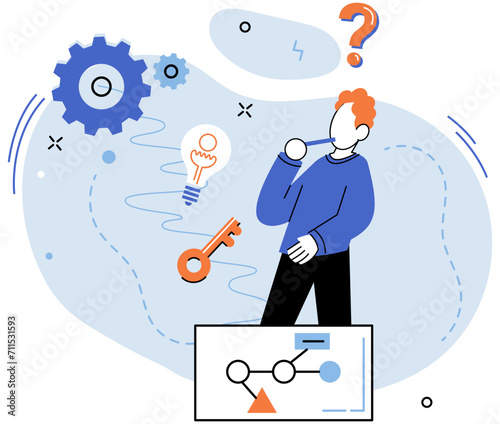 Logical thinking. Vector illustration. Questioning fuels our intellectual curiosity and opens doors to new possibilities Answers are rewards logical thinking They are puzzle pieces fit together