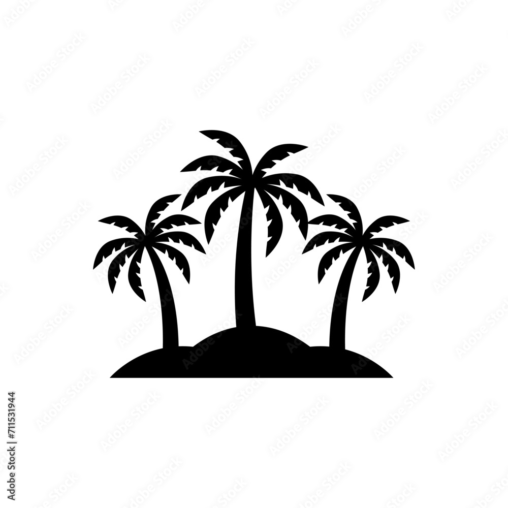 Palm tree silhouette icon vector, Palm tree vector illustration, coconut tree icon vector illustration. Palm tree silhouette icon vector, Palm tree vector illustration, coconut tree icon vector illustration.